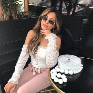 White Sweetheart Polka Dot Blouse With Ruffle Sleeves